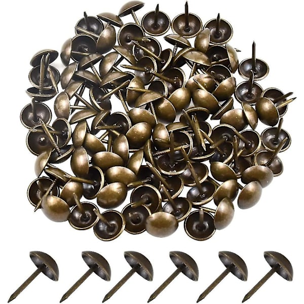 Mässingstummar 100 st Kartnålar Bruna Metalliska Push Pins Kompatibla Kartor