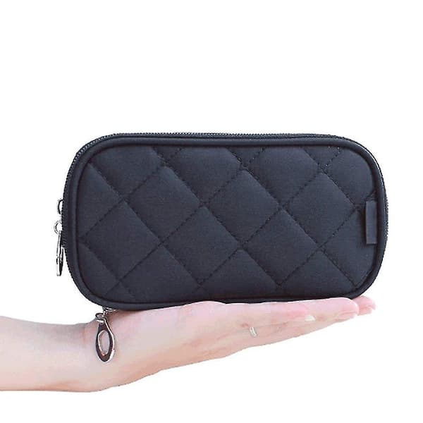 Makeup Taske med Spejl 2-lags Kosmetik Organizer, Sort