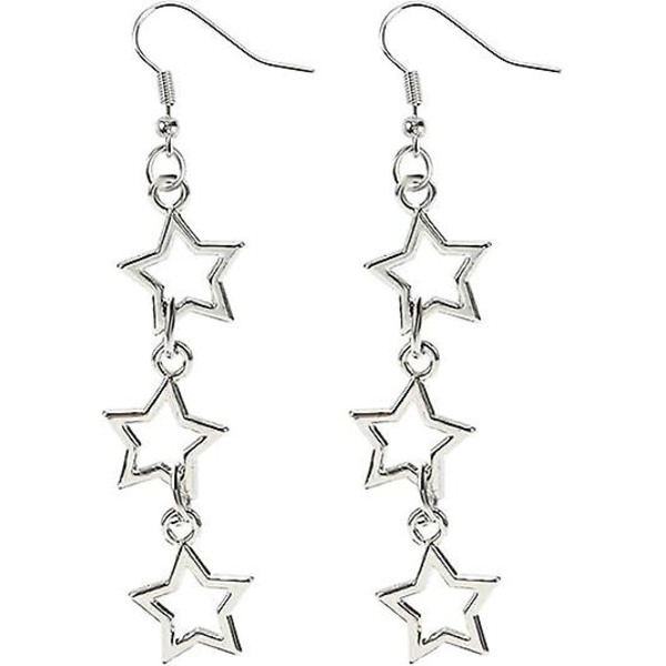 Örhängen för kvinnor Stjärntofsörhängen Silver Star Dangling Örhängen Pentagram Örhängen Hollow Star Dangle Örhängen Pärlörhängen Pärlörhängen Ch