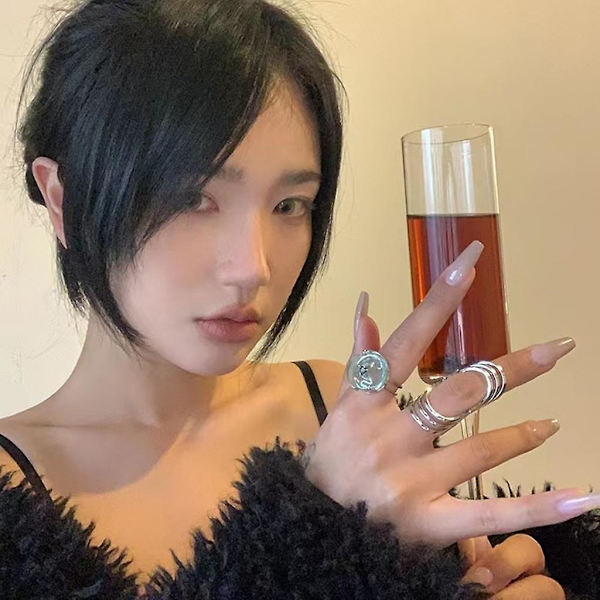 Retro hul buet ring punk bred chunky ring mode store kno ring