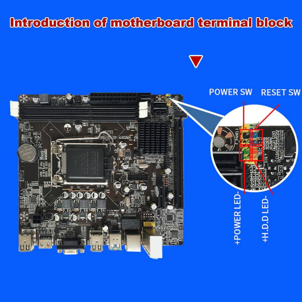 B75 Hovedkort for stasjonær PC + deksel + SATA-kabel LGA1155 DDR3 Støtter 2x8g PCI E 16x for I3 I5 I7-serien P