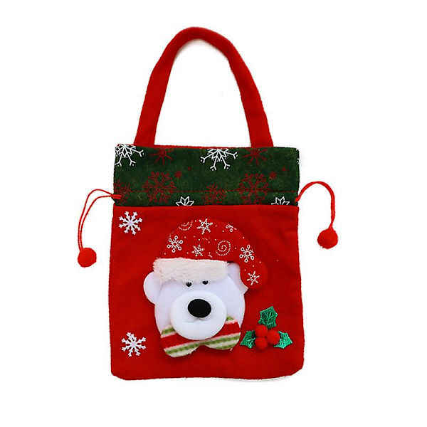 Fritidspose 4 stk. Julegavepose med snøre i non-woven stof Bærbar julegavepose med snøre Julegavepose i non-woven stof Julemandstegninger