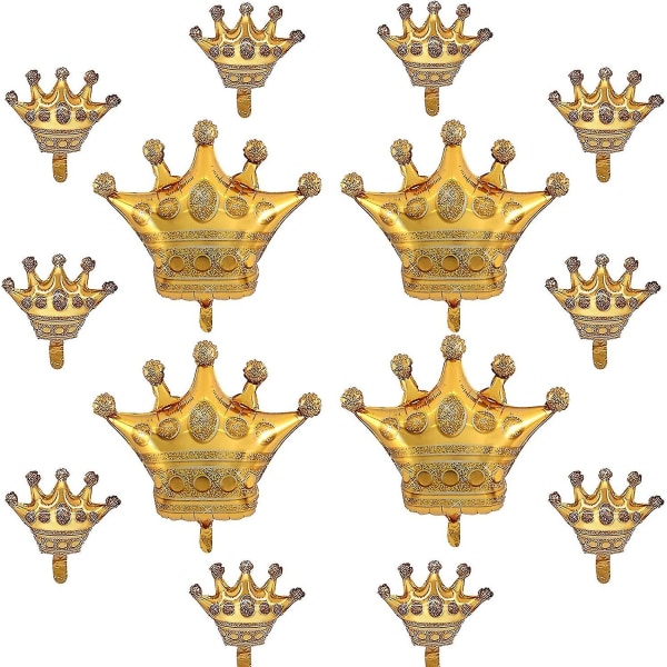 14 kpl Kruunuilmapallot Kultafolio Kruunupallo syntymäpäivähääjuhliin Baby Shower -koristeet 4 jättiläistä ja 10 minikokoa