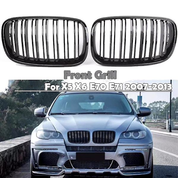2 stk. Blanke sorte bil foran nyregitter grill til X5 E70 2007-2013 X6 E71 2008-2014