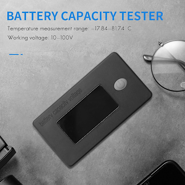 Batterikapacitetsmonitor, 10-100v batterimätare, 12v 24v 48v procentandel spänning Fahrenheit temperatur