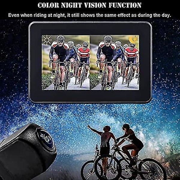 Cykelspejl 1080p cykel bakkamera og 4,3 tommer skærm, 130 vidvinkel farve nattesyn