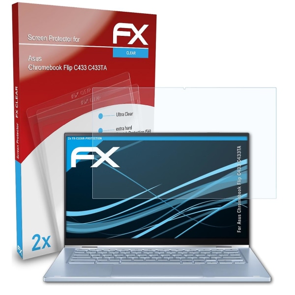atFoliX 2x Schutzfolie Compatibel Asus Chromebook Flip C433 C433TA Displayschutzfolie klar