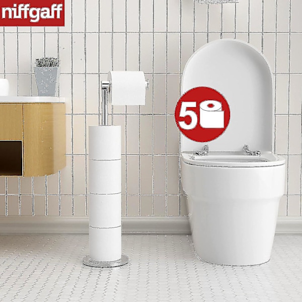 Frittstående Toalettpapirholder, Foldbar Papirrullholder i Rustfritt Stål, Toalettpapirholder Stativ for Bad, Anti-Rust Sockel Frittstående Toalett