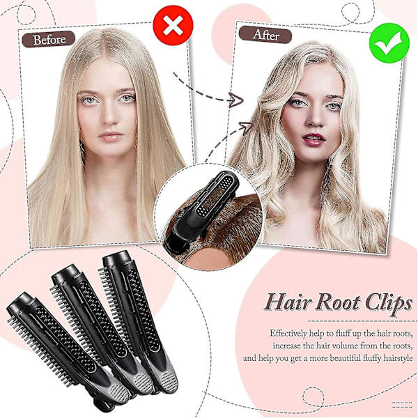 10,5 cm hårluftlugg rull fluffy hårklips kvinners hårtilbehør (svart) 6 stk (2-cc) black