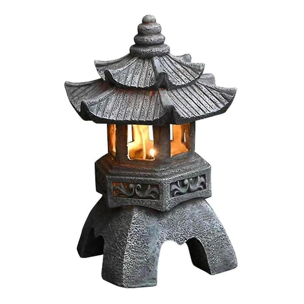 Pagoda Lanterne Hagelys Solar Hage Light Stone Pagoda Dekoration Dekoration Hage Hage Resin Skulptur Utendørs Light (1stk)