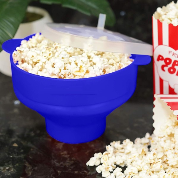 Popcorn Bowl Silikon Sammenleggbar Blå