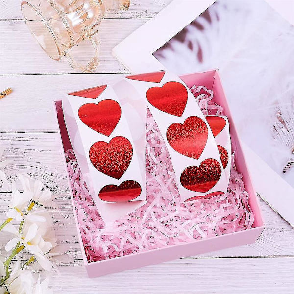 500 stk. hjerte-klistermærker, 1,5 tommer hjerte-scrapbog kærligheds-klæbemærker til Valentinsdag, bryllup, pa