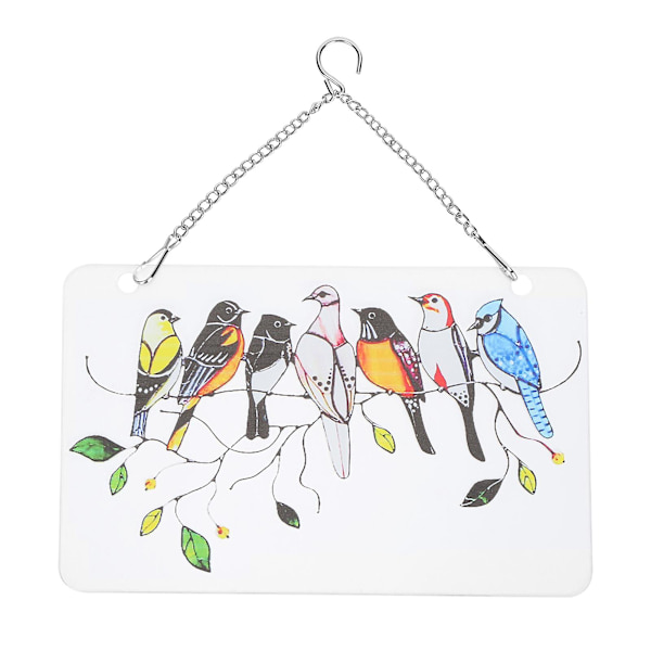 Fåglar på en tråd glasfönsterpanel solfångare - 20x12,5 cm rektangulär platta - Present till fågelälskare