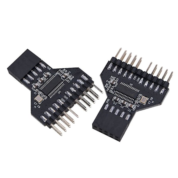 Moderkort Usb 9pin Usb 2.0 Hona Svart Gränssnittshuvud Splitter 1 Till 2