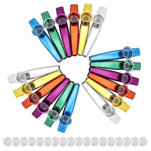 18 stk. Metal Kazoo Instrumenter Fløjter Ledsager Med Kazoo Membraner Til Guitar, Ukulele, Violin, Pi