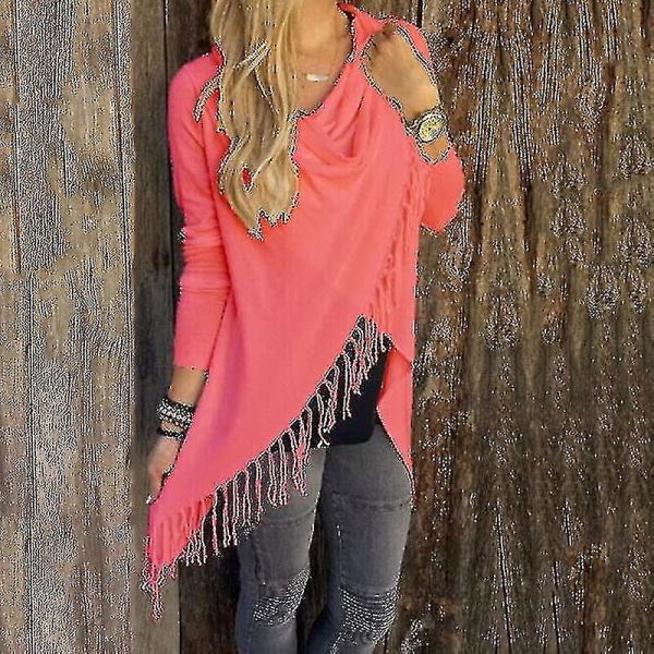 Kvinners Tassel Cardigan Sjal Strikket Genser Poncho Frakk Wrap Topp