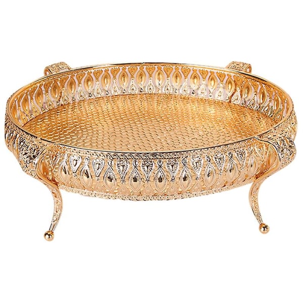 Hemmatallrik Vintage Fruktfat Bord Järnförvaringslåda Oval Bricka Guld Fruktkorg Skrivbordsdekor