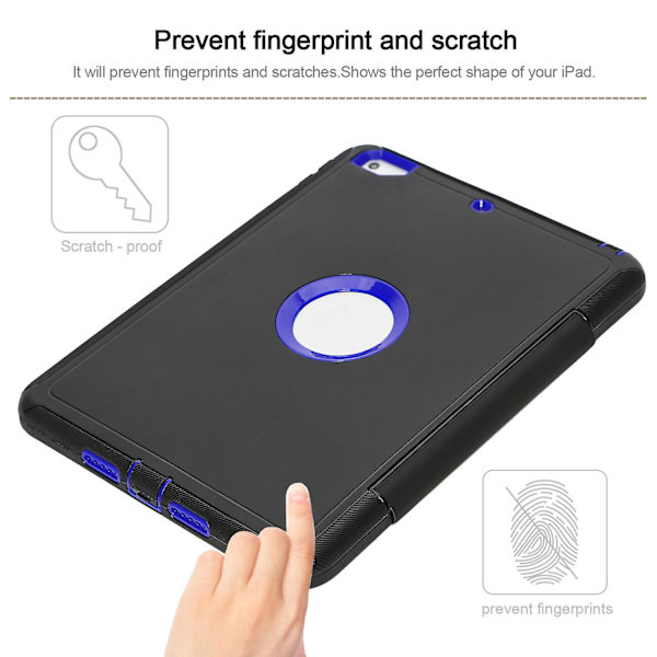 Magneettinen älykäs suojakotelo raskaalla iskunkestävällä kotelolla uudelle iPad 9.7\" 2018 tummansininen