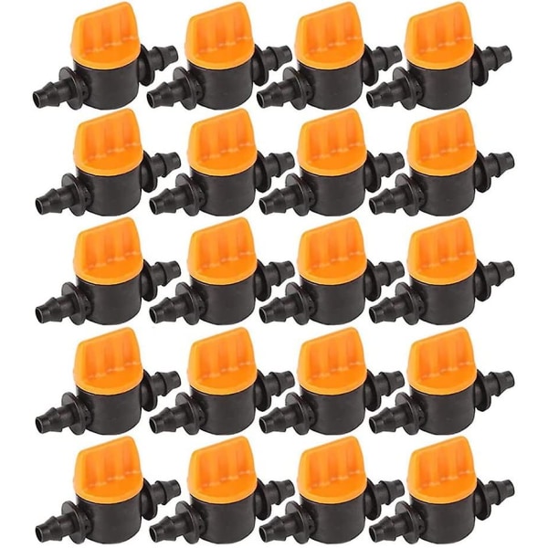 20 Pcs Mini Drip Irrigation Valves For 4/7mm Garden Hose With Barb, 1/4" Water Flow Control Valve