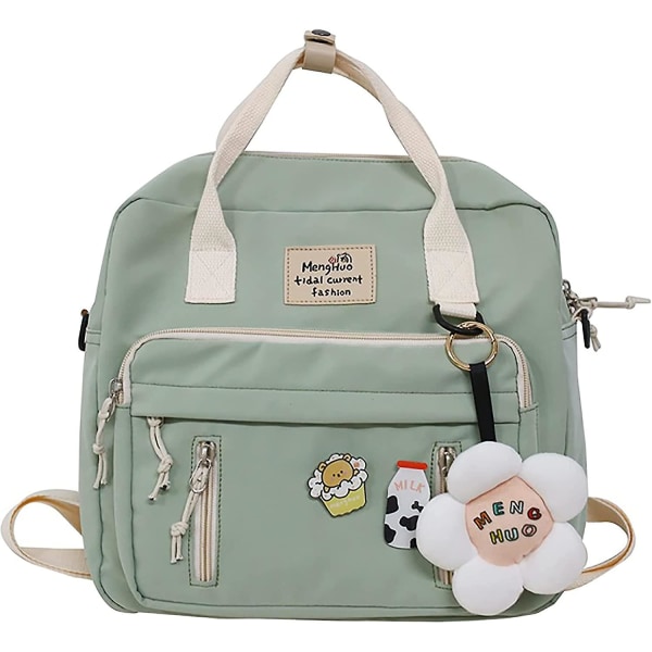 Søde rygsække til teenagepiger Æstetisk rygsæk Japansk Anime Kawaii Rygsæk Skole Funktionel Håndtaske Rejse Vandtæt Bogtaske Laptop Taske (green
