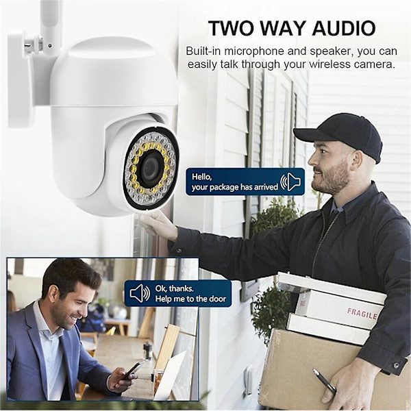 Smart Hem Wifi-kamera Fjärrövervakning Väggmonterad Hd 1080p Kamera 360 Grader