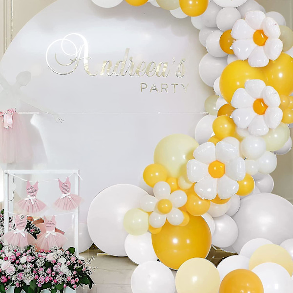 8 stk. Daisy Balloner Store Hvide Daisy Folie Balloner Hvide Blomster Fest Dekorationer
