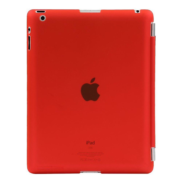 F. iPad 2 3 4 skyddande fodral väska smart cover bakre skal + folie röd