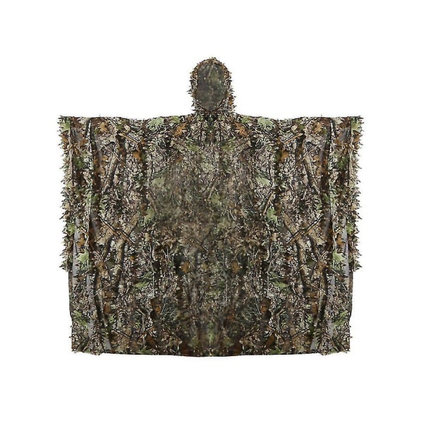 3D Bladlöv Kläder Djungel Skog Jakt Camo Poncho Kappa