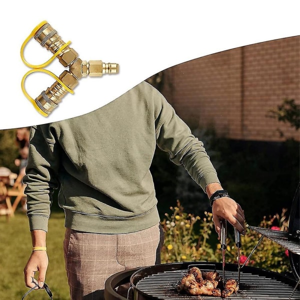 3/8 tommer Y-splitter Naturgas Hurtigkobling Adapter, egnet til naturgasgrill, generator, Pat