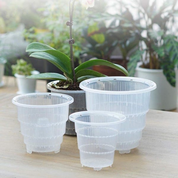 15cm Orkidé Klar Blomkruka Plast Spårad Andningsbar Orkidé Krukor