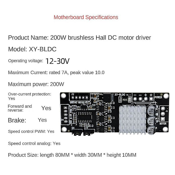 Xy-bldc Trefas DC Borstlös Med Hall Motorstyrmodul