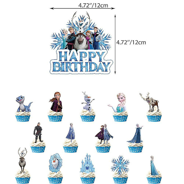 Frozen-prinsessateema Lasten tytöt Onnellista syntymäpäiväjuhla Tarvikkeet Banneri Ilmapallot Kakku Cupcake Topperit Koriste Setti