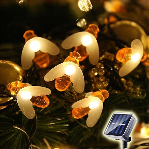 Julgranspynt 30led Solcellslampa Sträng Liten Bi Utomhus Lykta Sträng Trädgårdlampa