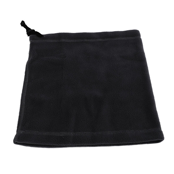 Svart unisex termisk halsvärmare med justerbar dragsko - Fleece ansiktsmask halsduk för vinterskidåkning