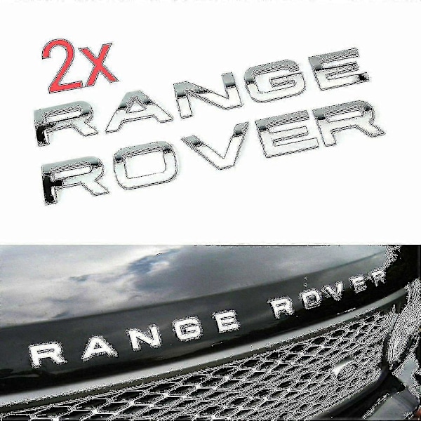 Chrome Range Rover -etulohkon etusäleikön merkki, konepellin ja takaluukun kirjaimet (2 kpl)