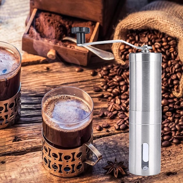 Bærbar Manuel Kaffe Grinder i Rustfrit Stål Mini Håndbønne Burr Mill