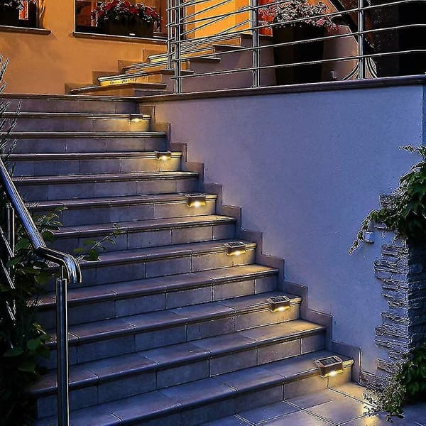 12 stk. Vanntett Solcelle Gjerdelys, Trappelys, Ip65 Led Solcelle Hagebelysning