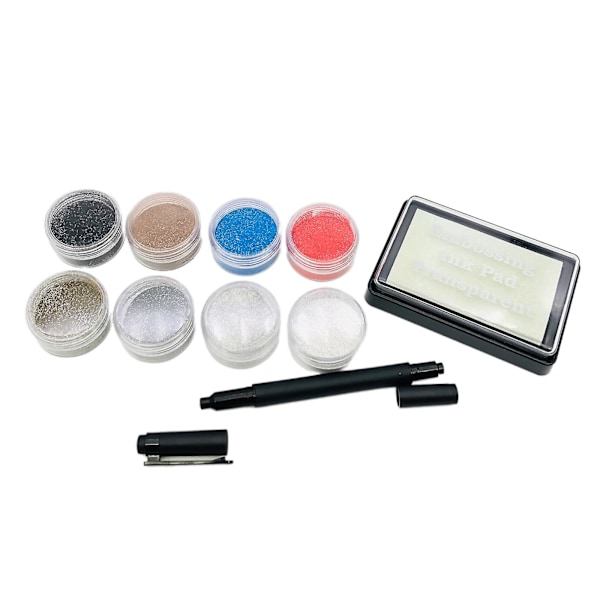 Embossing Started Kit Embossing Ink Pad Clear Embossing Pen 8x 10ml Embossing Powders For Use With Embossing Heat Tool