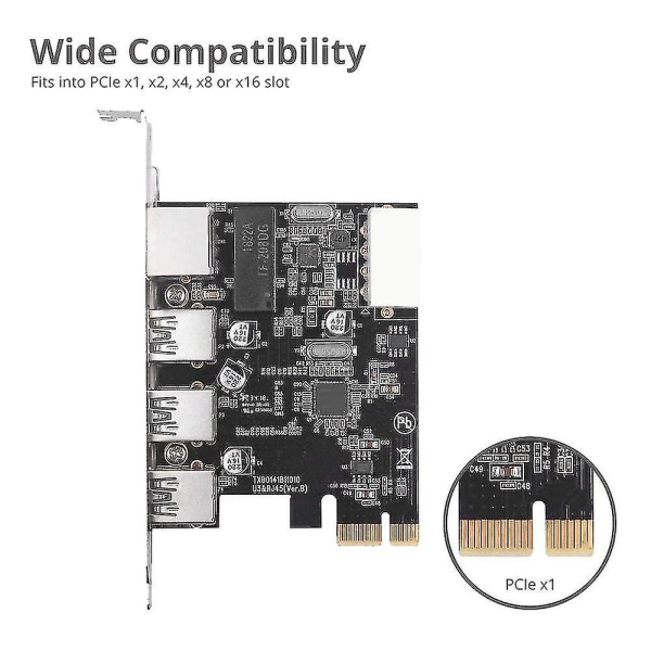 3 Port Pci Express Usb 3.0 Adapt Card + Gigabit Ethernet