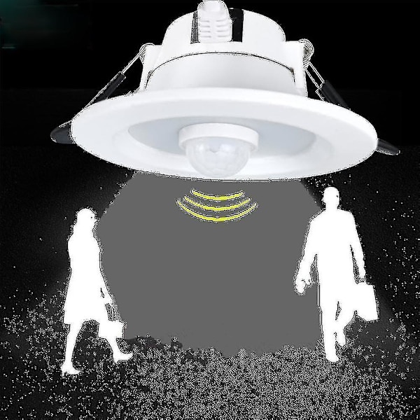 Radar Nedlys, Led Menneskelig Sensor Detektor Rund 5w Tak Nedlys (2 Stykker) Hvit