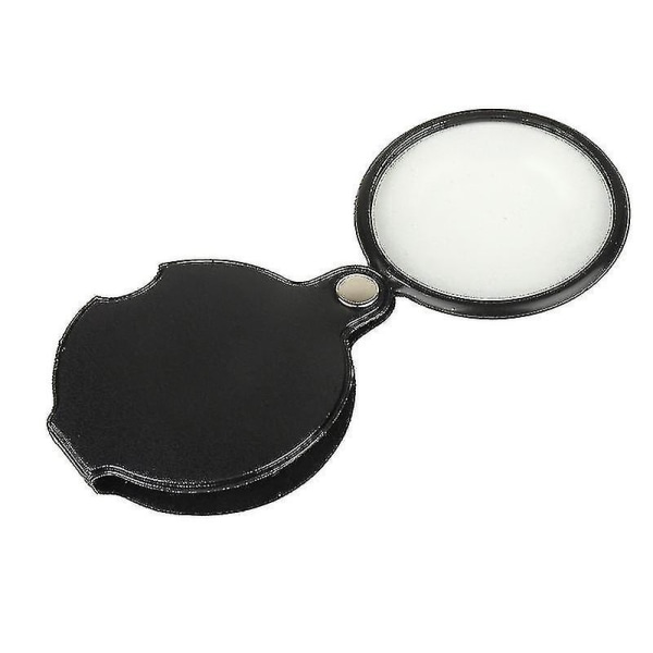 8x Mini Pocket Magnifying Glass Folding Pocket Magnifier Loupe With Rotating Protective Leather Holster 60mm