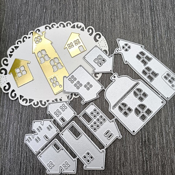 Hus Metal Skæredør Stencil Diy Scrapbooking Album Papirkort Skabelon Form