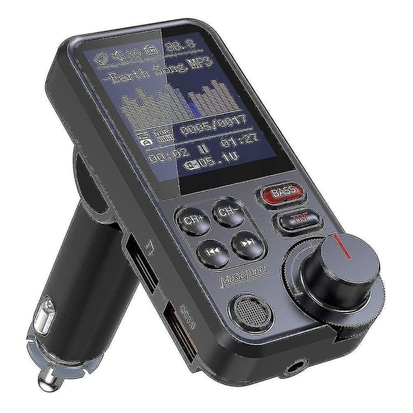 Hd-1,8 tum bil trådlös Bluetooth Fm Qc3.0 Snabbladdning Diskant och basljud Musikspelare Mp3-spelare Ljudladdning Handsfree Mimenor
