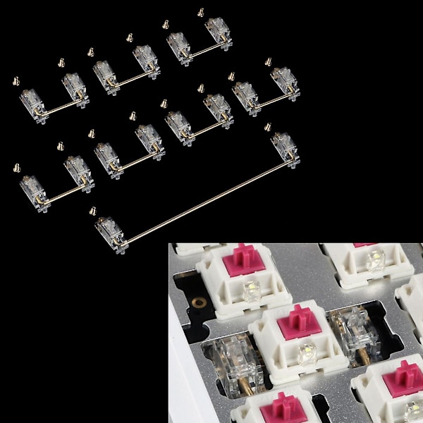 Skru inn 2u 6.25u Keycap stabilisatorer gjennomsiktig svart gullbelagt ledning