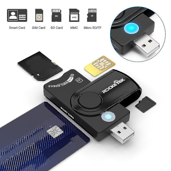 Usb 2.0 Dod Multifunktions Smart Card-läsare för stationära och mobila enheter