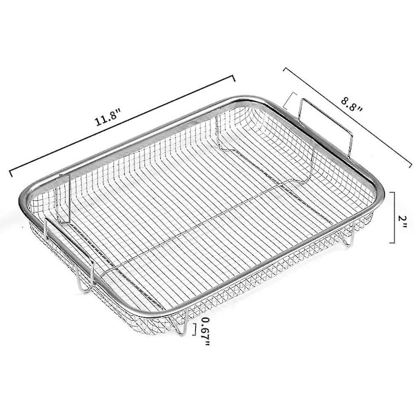 Luftfritöskorg för ugn, grillkorg i rostfritt stål, non-stick nätkorg, luftfritösbricka