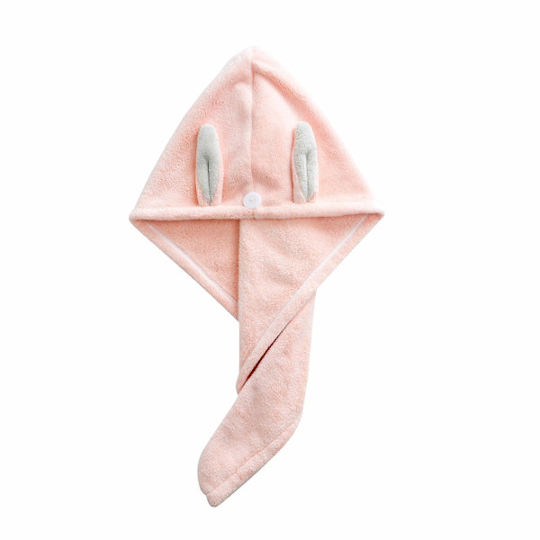Kaninöron Hårturban Superabsorberande Turban Snabbtorkande Turban Med Knapp För Kvinnor Flickor (2st, Rosa+Lila) Riilq