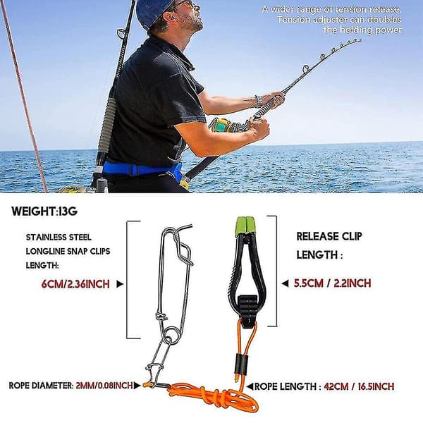 2 stk. Power Grip Plus Line Release, 17 tommer Downrigger Release Stacker Clip Fiskeri Leder Med L
