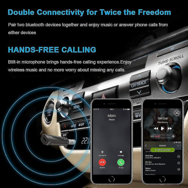 Bluetooth-mottagare, Mini Bluetooth 3,5 mm Aux-adapter Handsfree