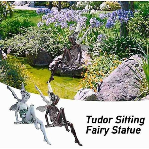 Sittende magisk fehagepynt, sittende Tudor og Turek harpikshagepynt 22 cm